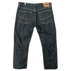 TOMMY HILFIGER Men's Dark Wash Denim Jeans Classic Straight Blue Size 36 FLAWS